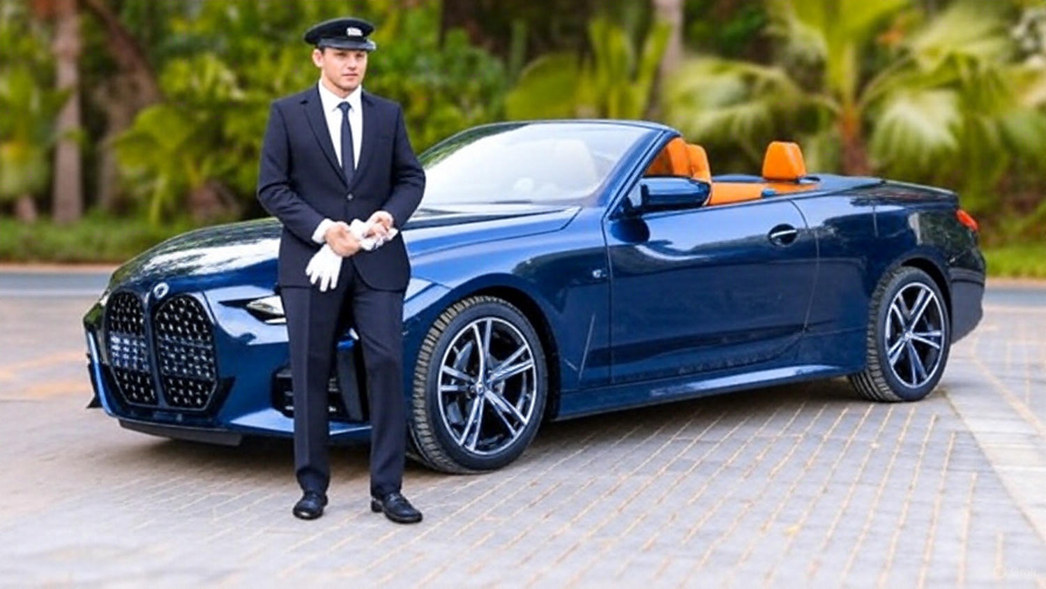 BMW 420i Blue Convertible Rental in Dubai